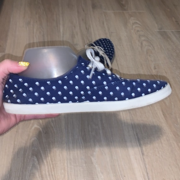 Navy blue with white polka dots casual Canvas shoes - Picture 6 of 9